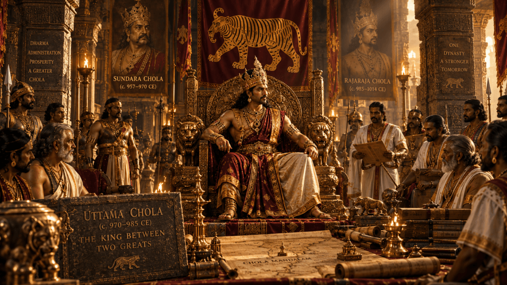 Uttama-Chola-in-the-Chola-royal-court-1024x576 Uttama Chola: 8 Powerful Truths About the Forgotten King Between Sundara Chola and Rajaraja Chola