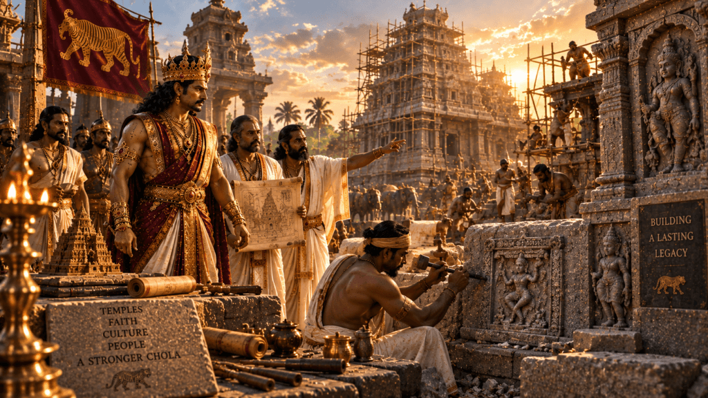 Uttama-Chola-overseeing-temple-construction-1024x576 Uttama Chola: 8 Powerful Truths About the Forgotten King Between Sundara Chola and Rajaraja Chola