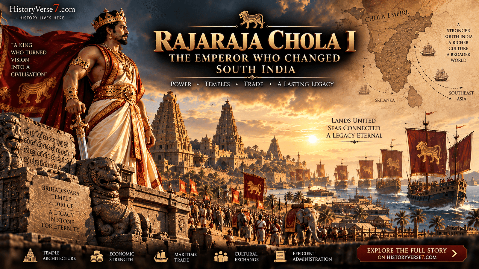 Rajaraja Chola I before Brihadisvara Temple
